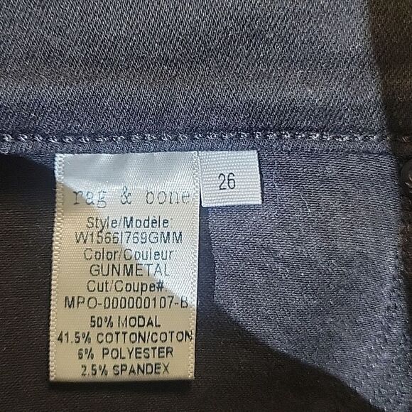 Rag and Bone gun metal gray High Rise Ankle Skinny Size 26 - Picture 5 of 7